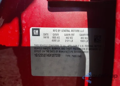 2016 Chevrolet Malibu 1Lt из США, поврежденный, VIN 1G1ZE5ST4GF287209